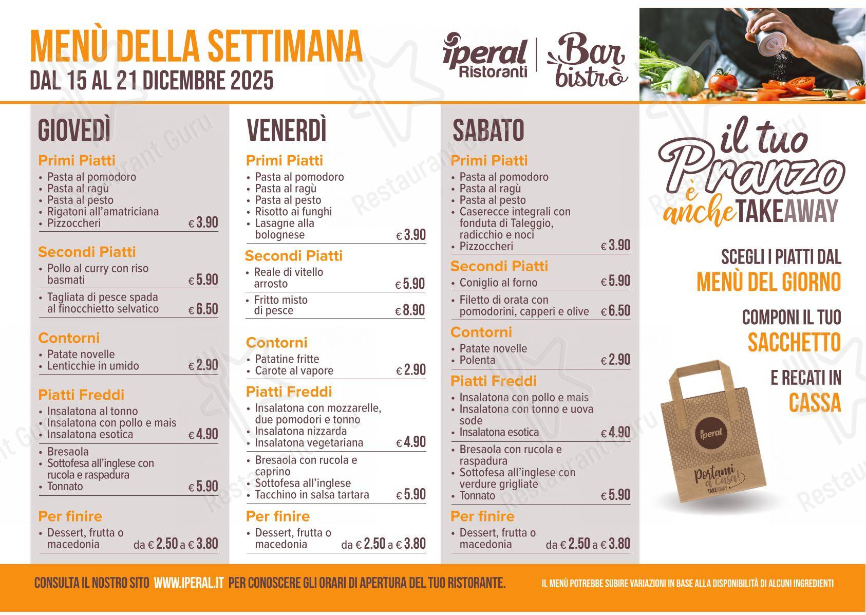 Menu di Iperal RistoBar - Fuentes - 菜单