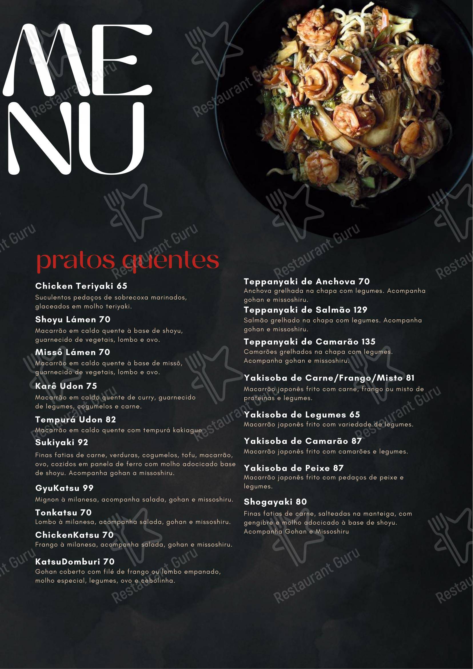 Menu para Issho Restaurante Japonês em Moema restaurante