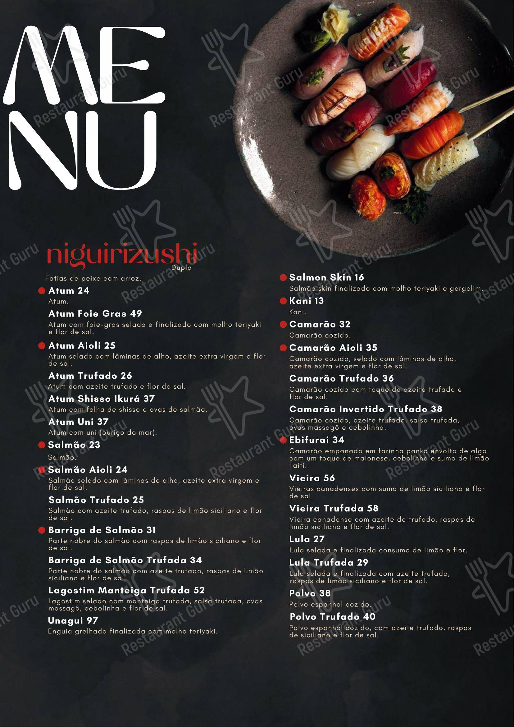 Issho Restaurante Japonês em Moema em São Paulo - Menu