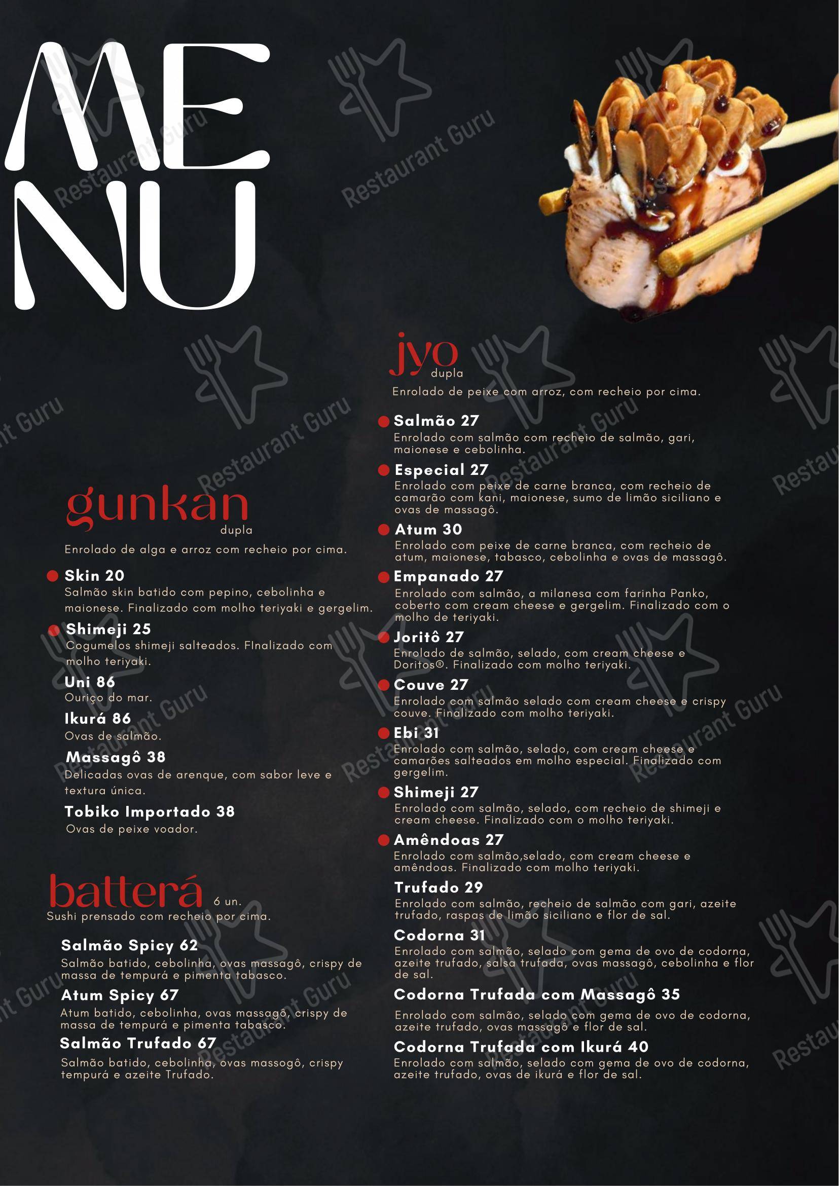 Menu para Issho Restaurante Japonês em Moema em São Paulo