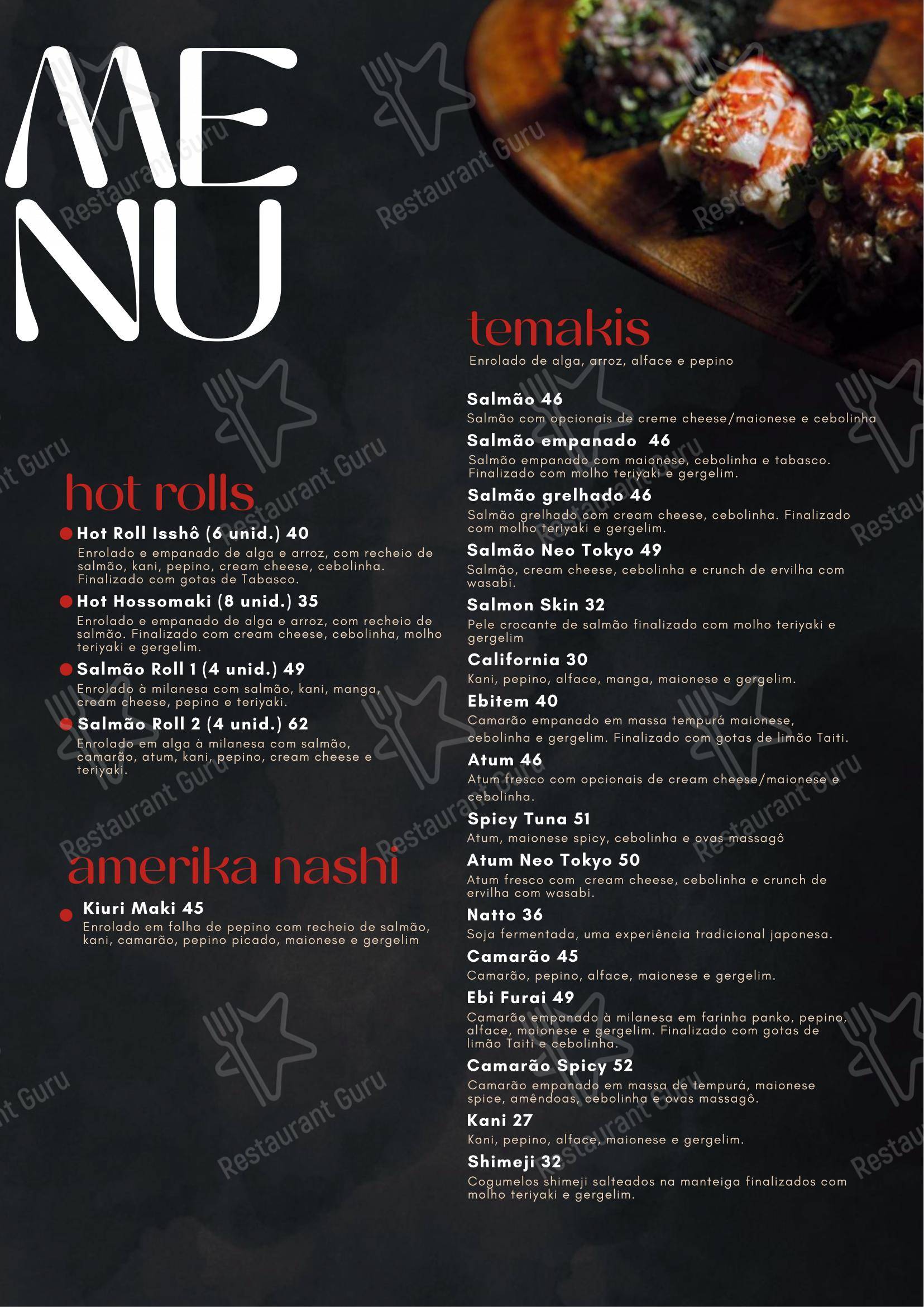 Issho Restaurante Japonês em Moema em São Paulo - Menu