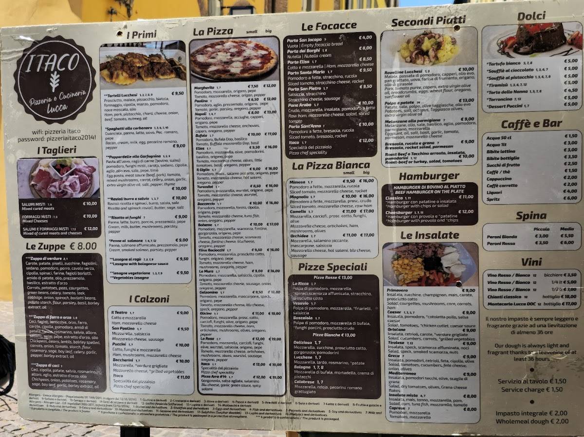 Menu di Pizzeria Itaco 