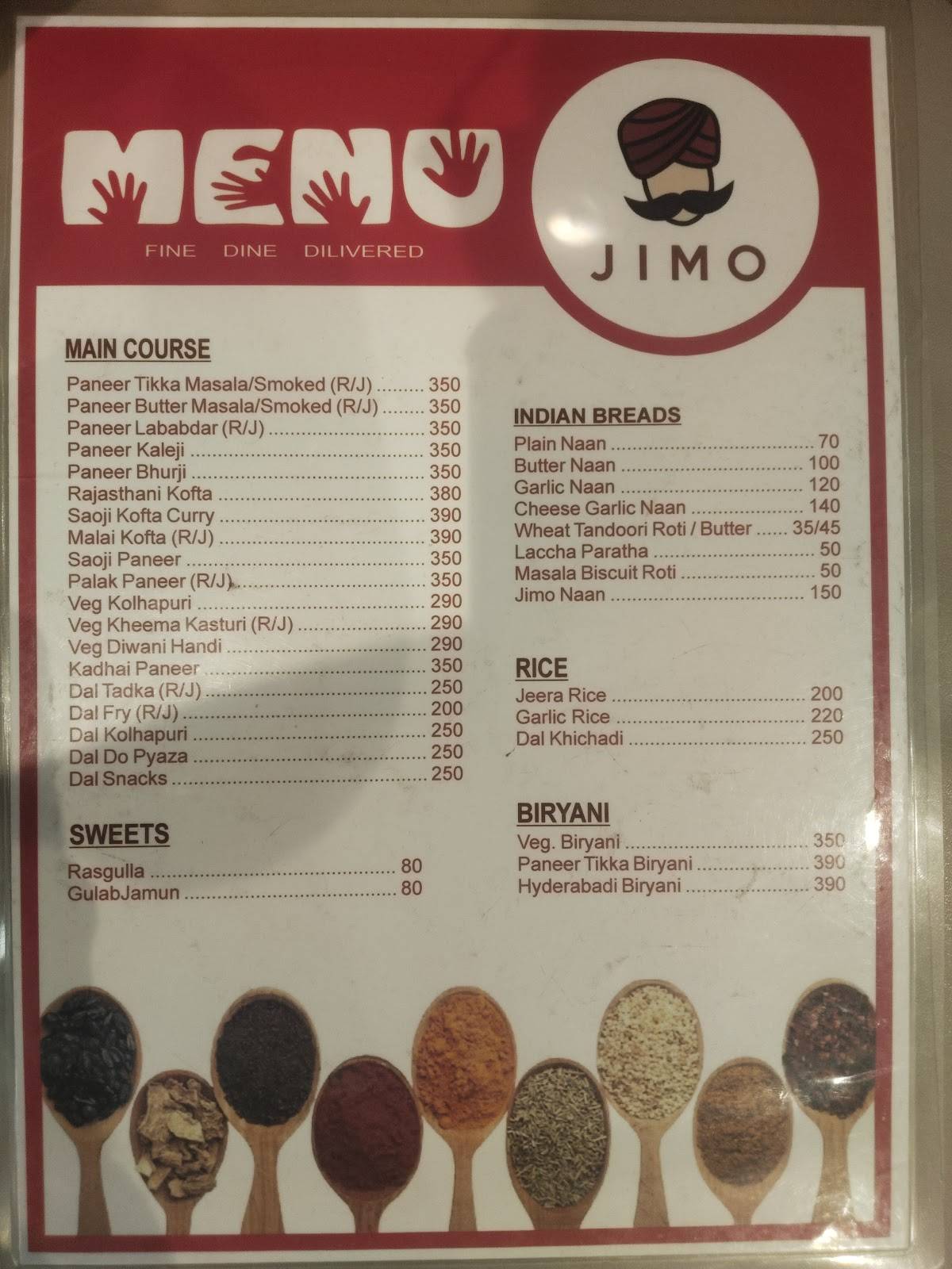 JIMO menu