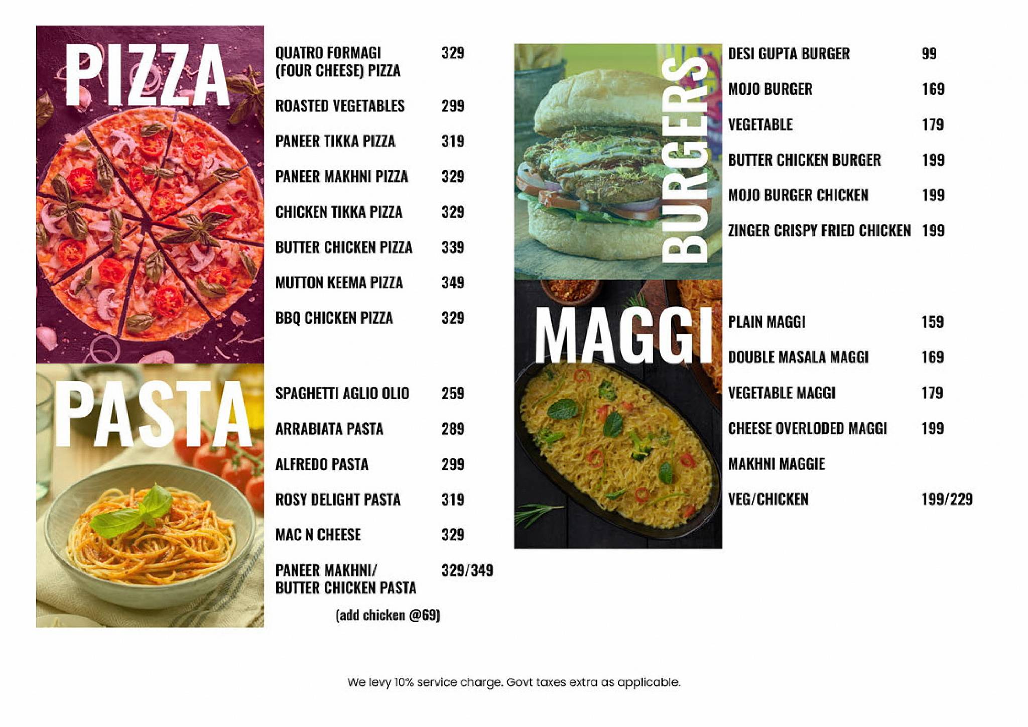 JOSH-THE HIGH ENERGY BAR menu