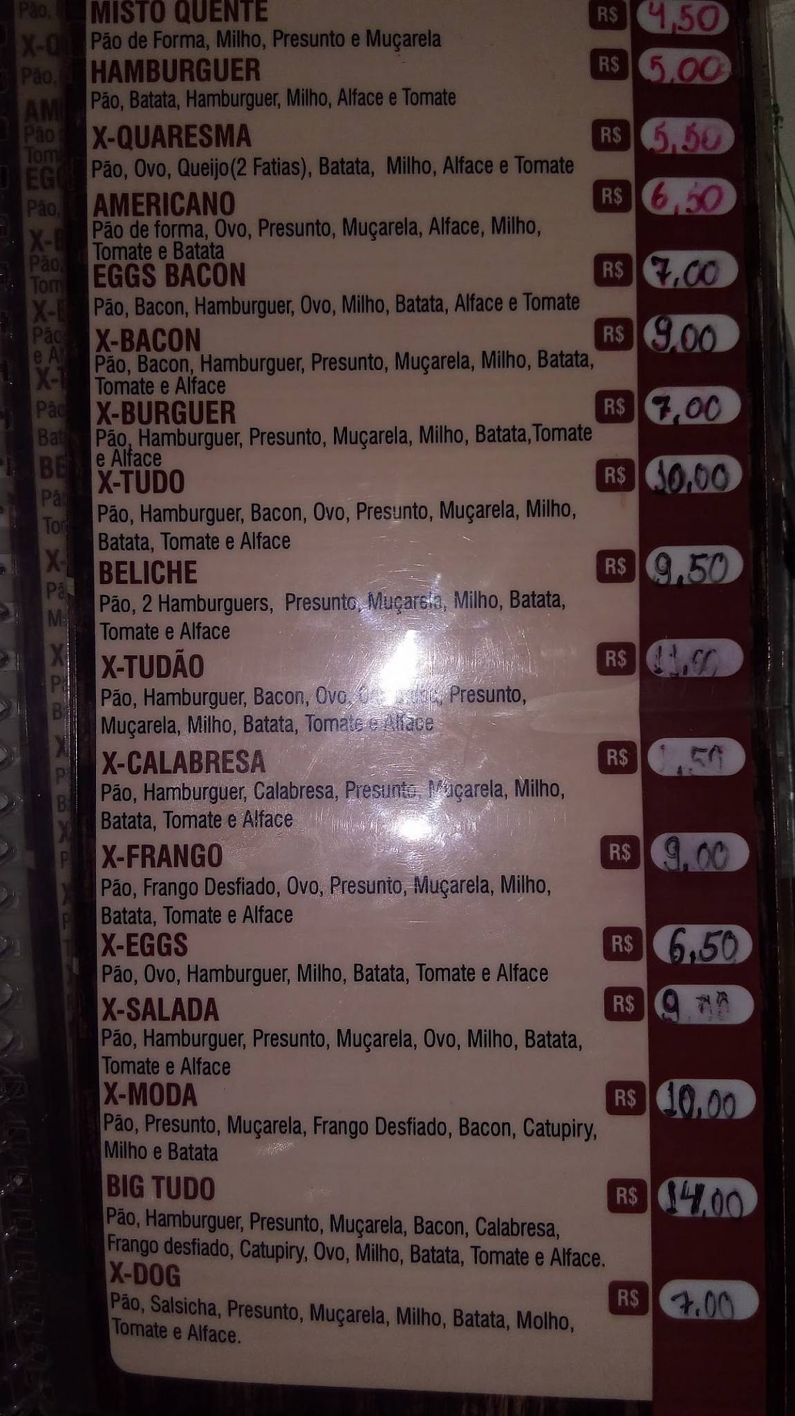JP Lanches cardápio