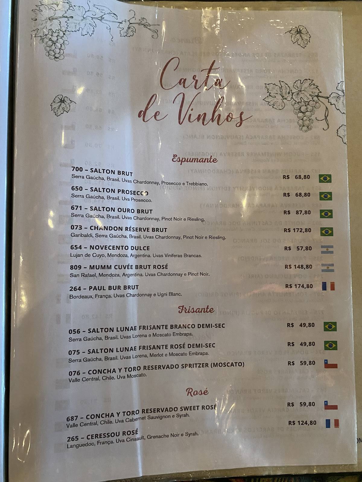 Bar da Praia cardápio