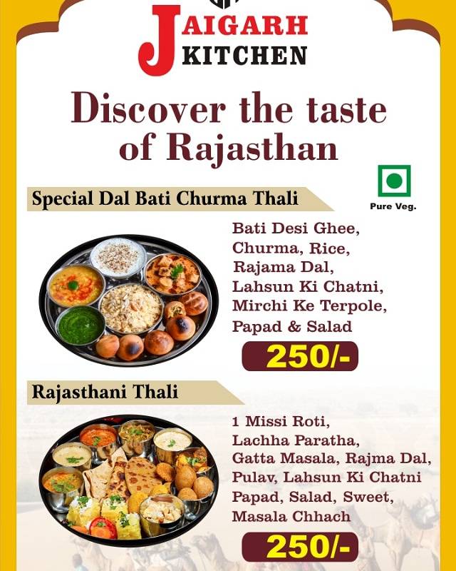 Jaigarh kitchen menu