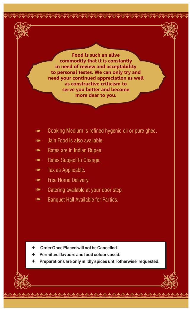 Shreemaya Restaurant menu