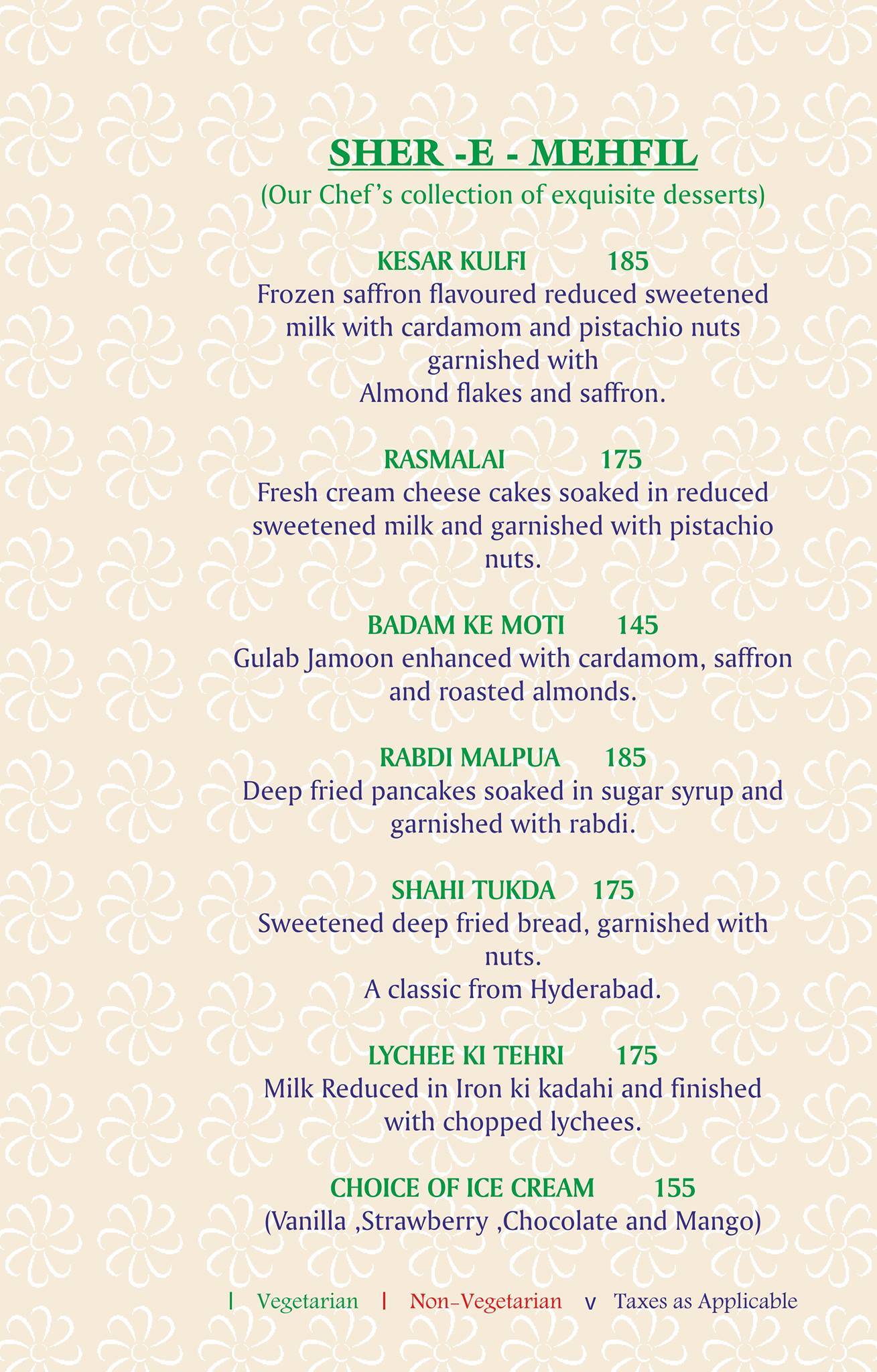 Jalsa menu