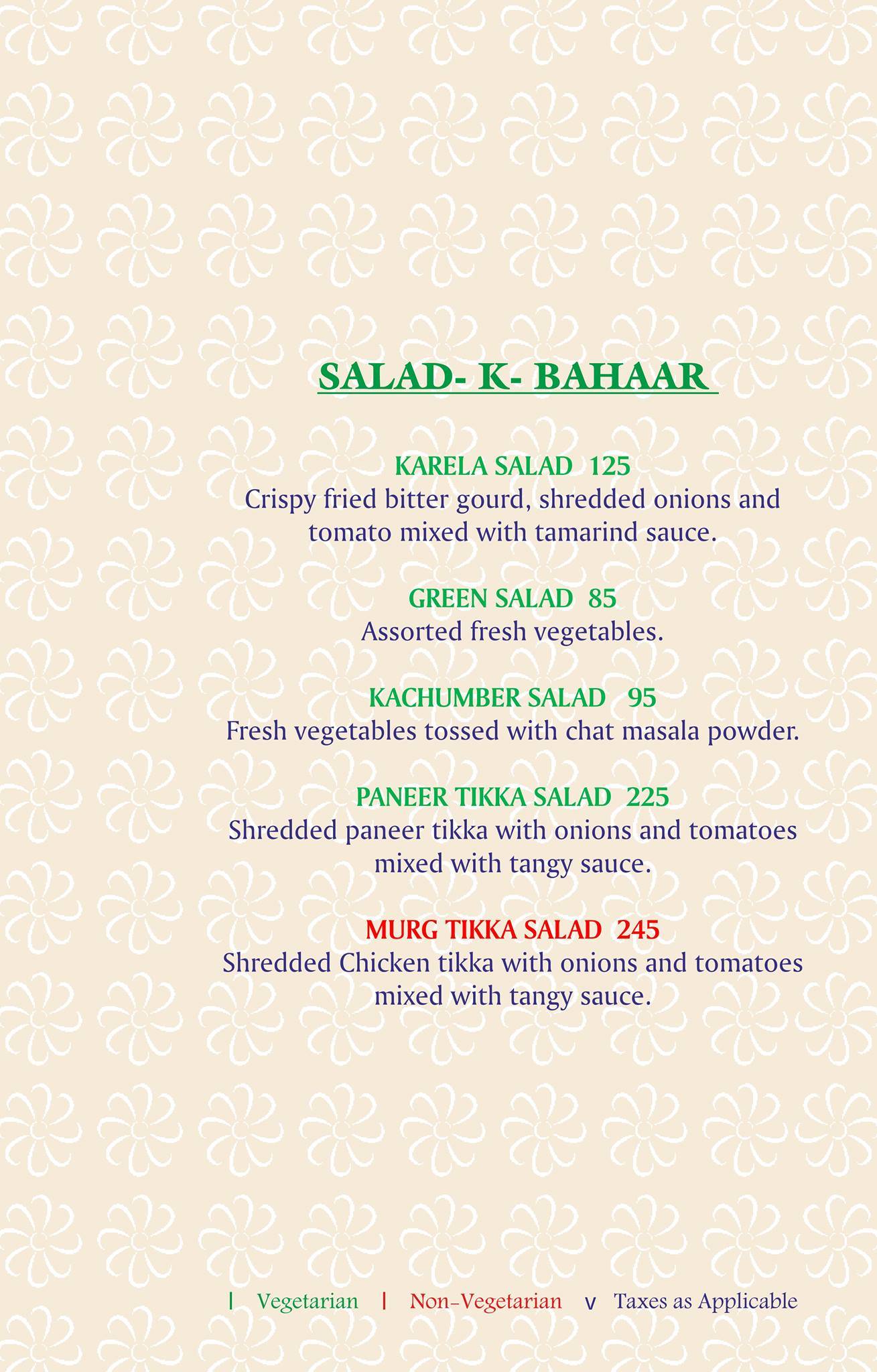 Jalsa menu