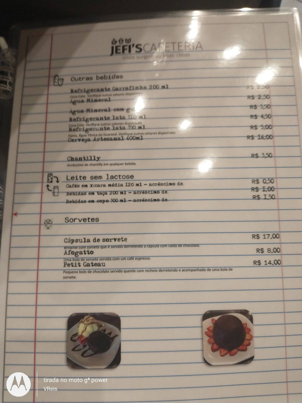 Jefi's Cafeteria cardápio