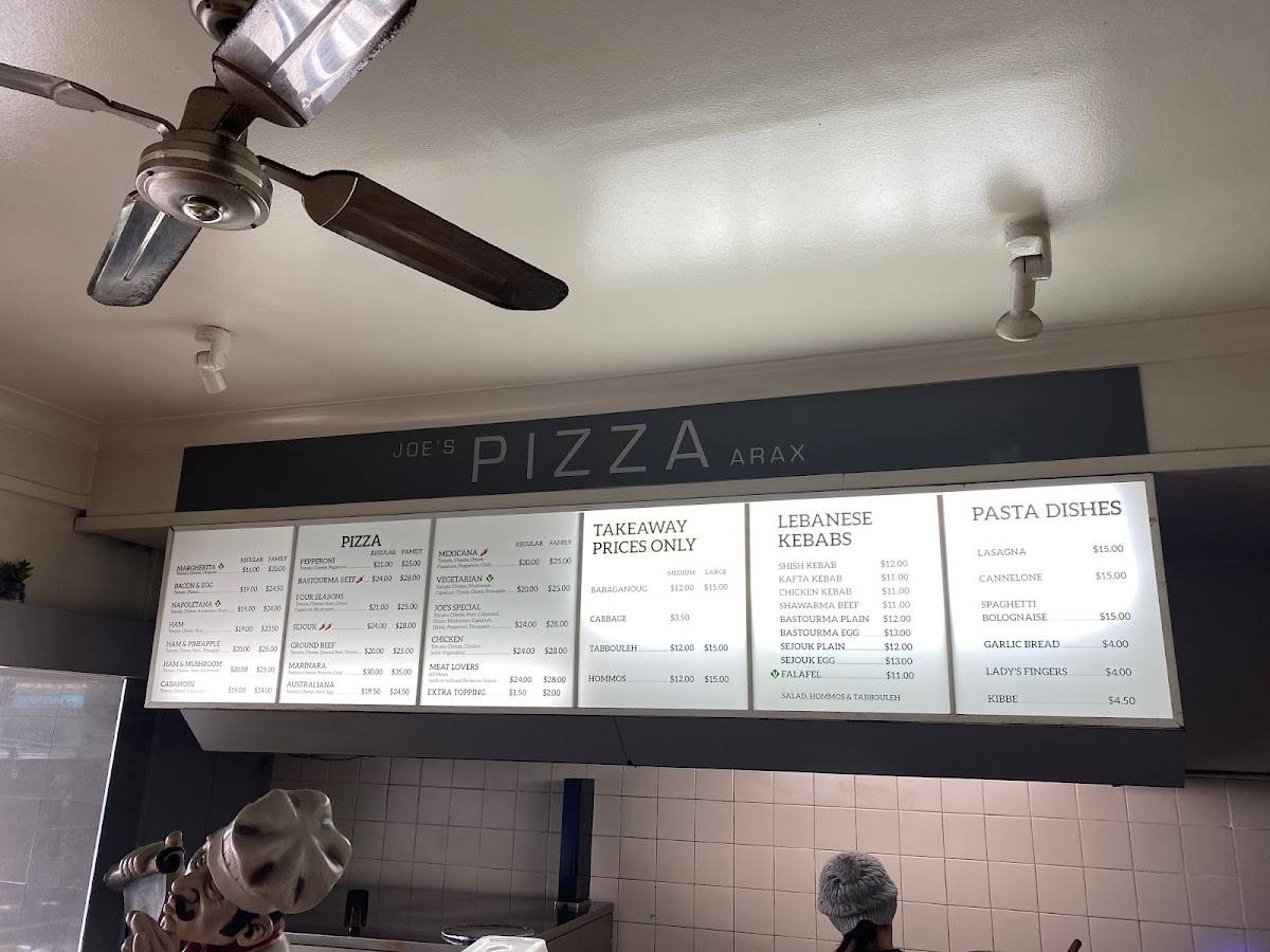 Menu at Joe's Pizzeria Arax, Lindfield