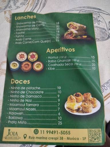 Joia Comida Árabe cardápio