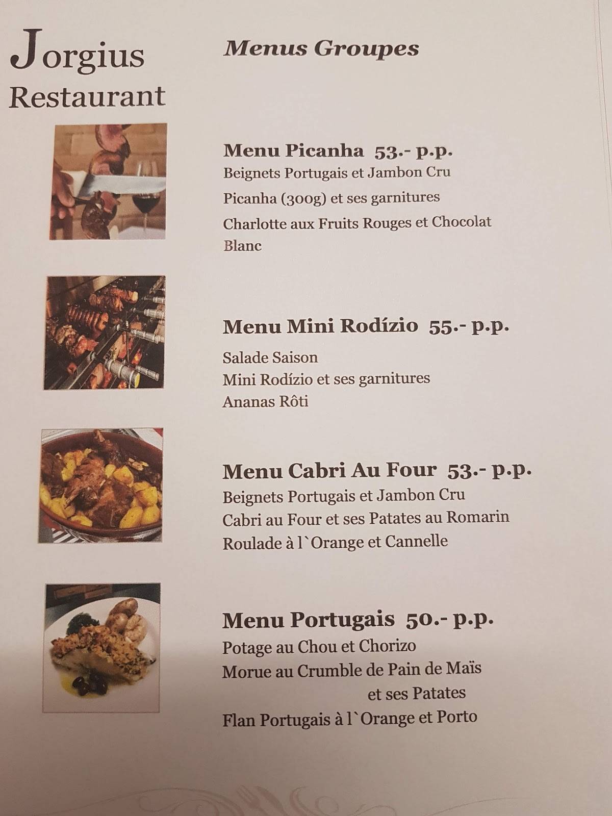 Menu de Jorgius Restaurant