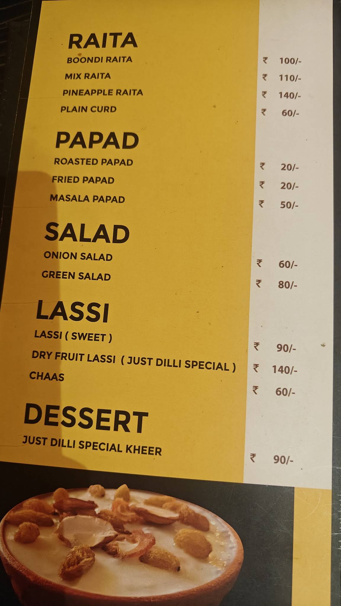 Just Dilli Street mysuru menu