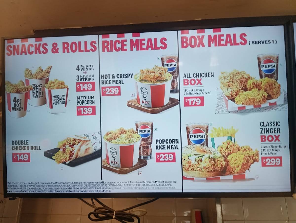 KFC menu