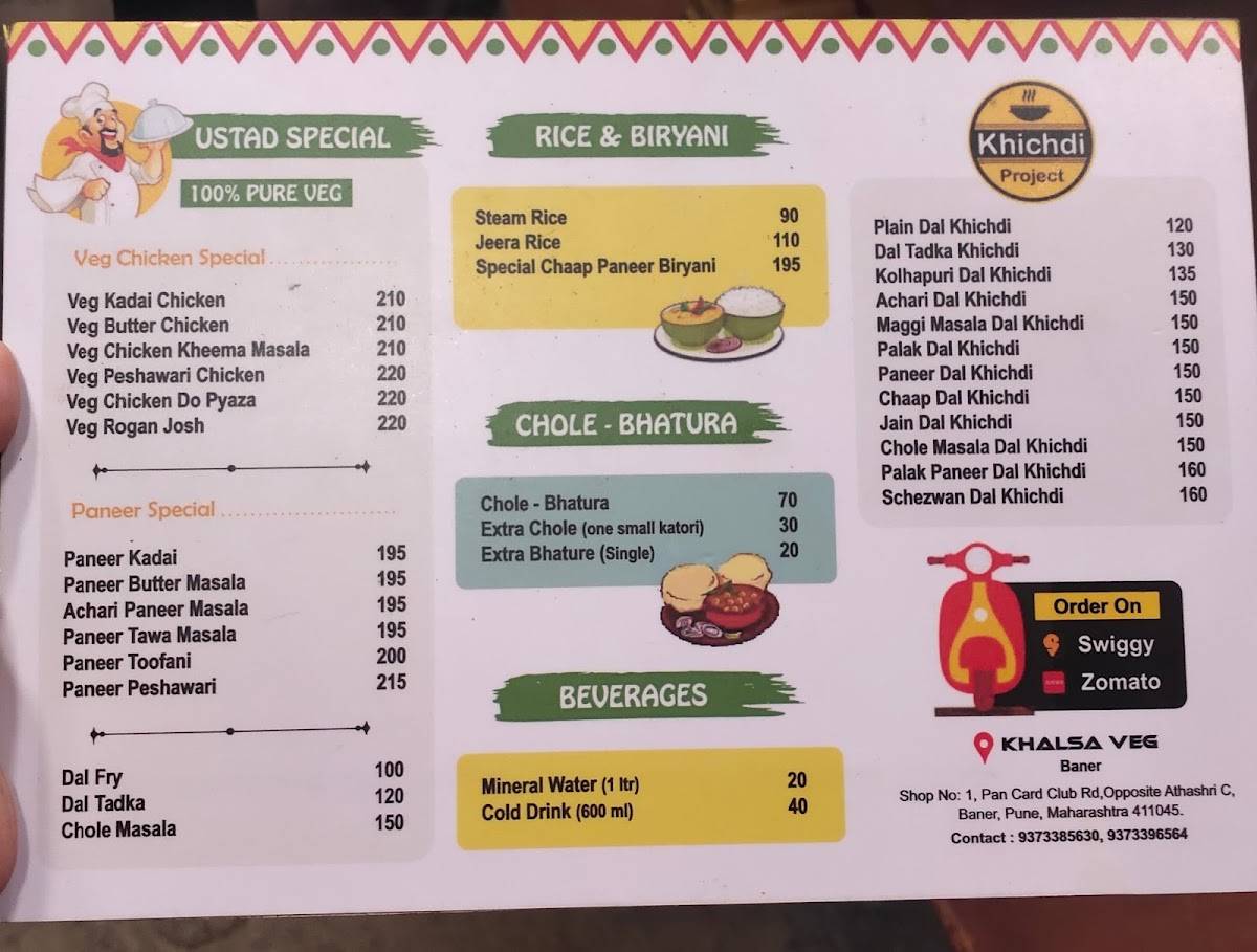 KHALSA VEG menu