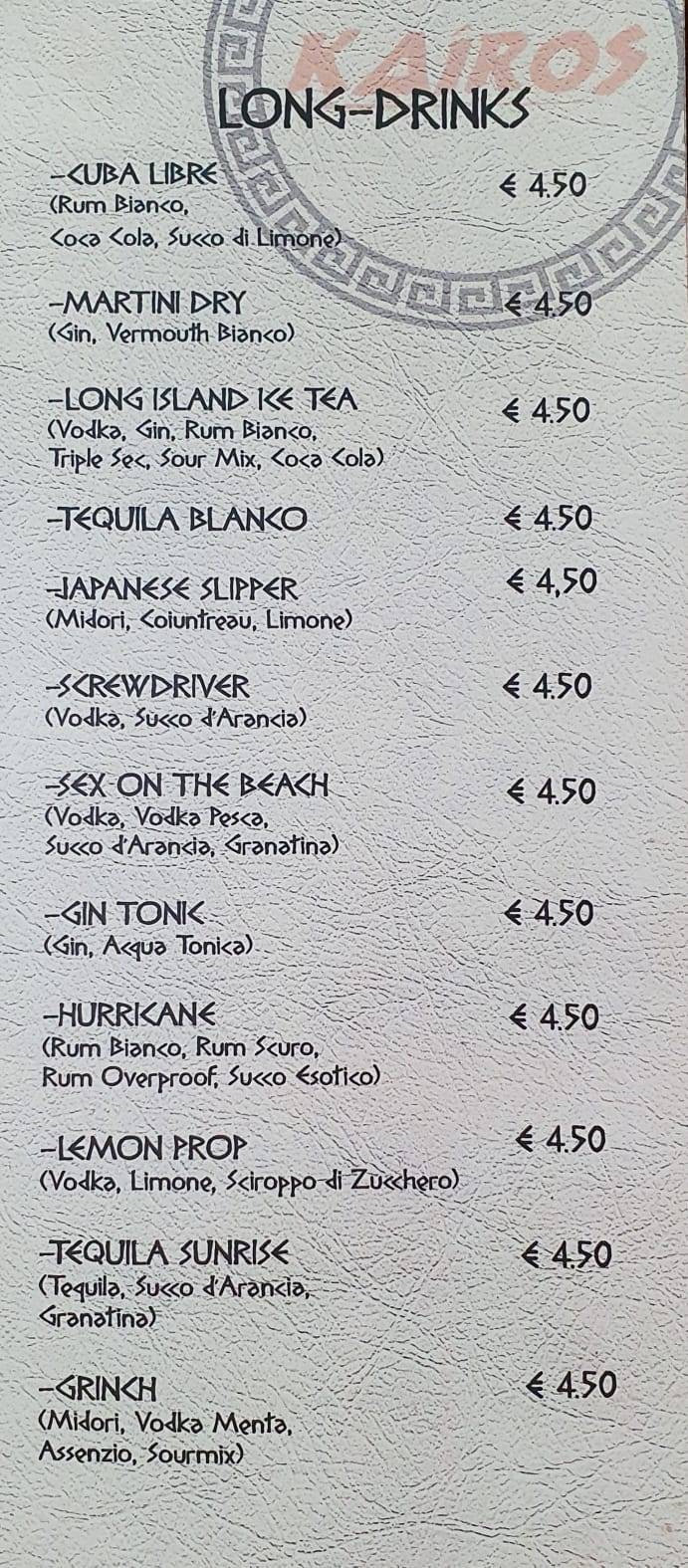 Menu di Kairos 