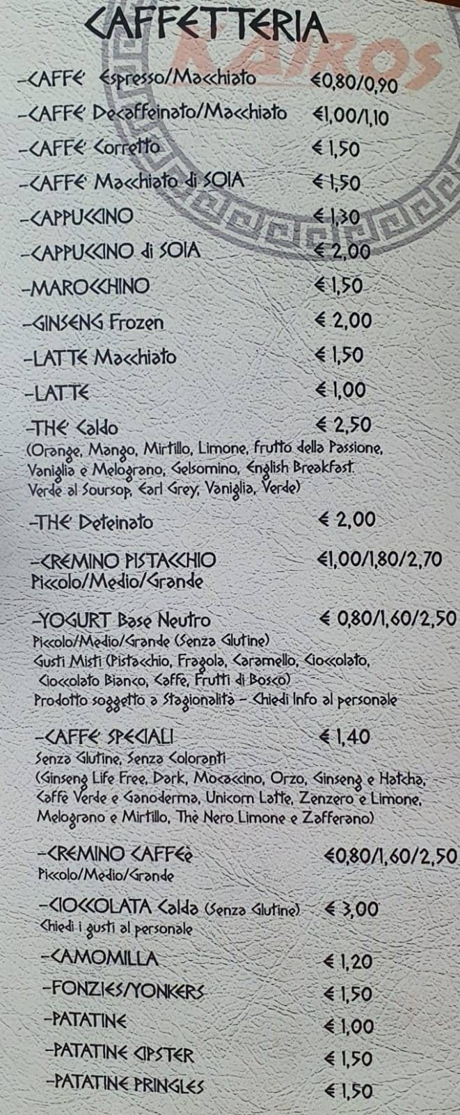 Menu di Kairos 