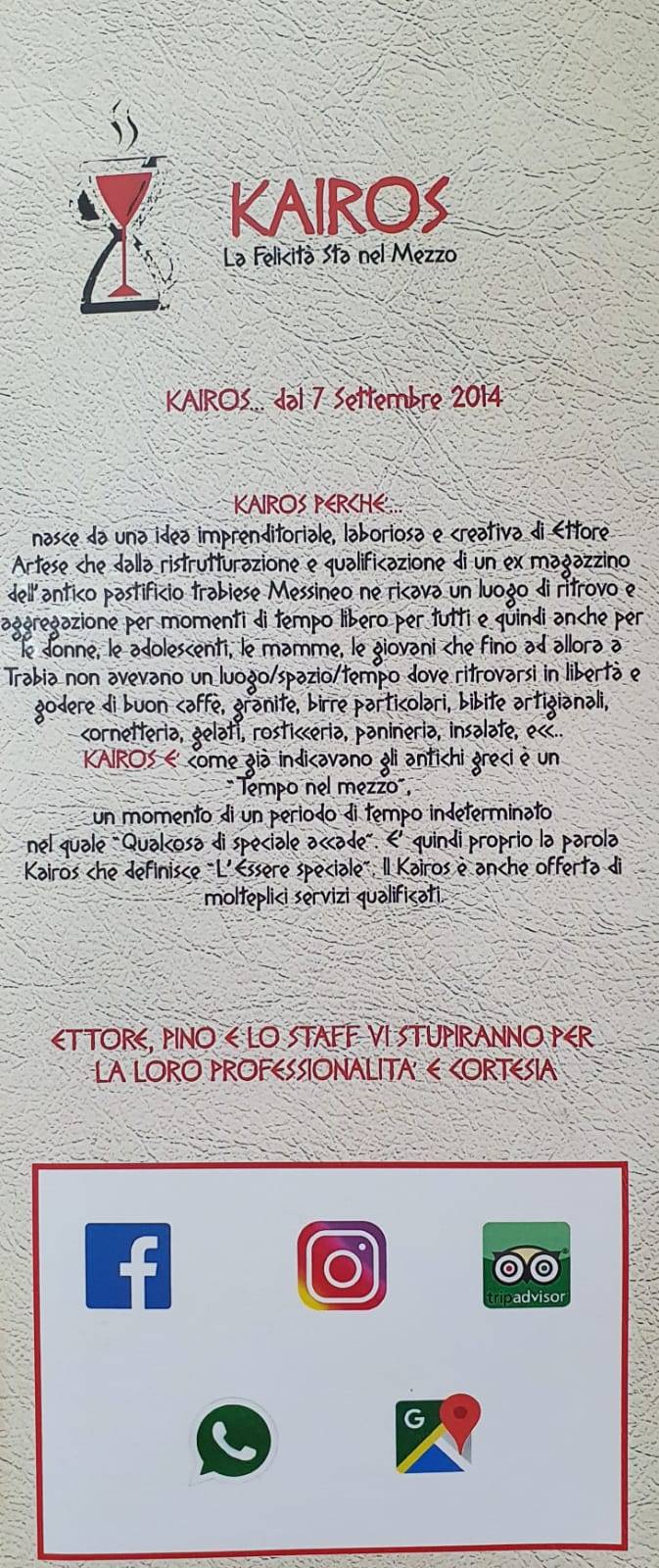 Menu di Kairos 