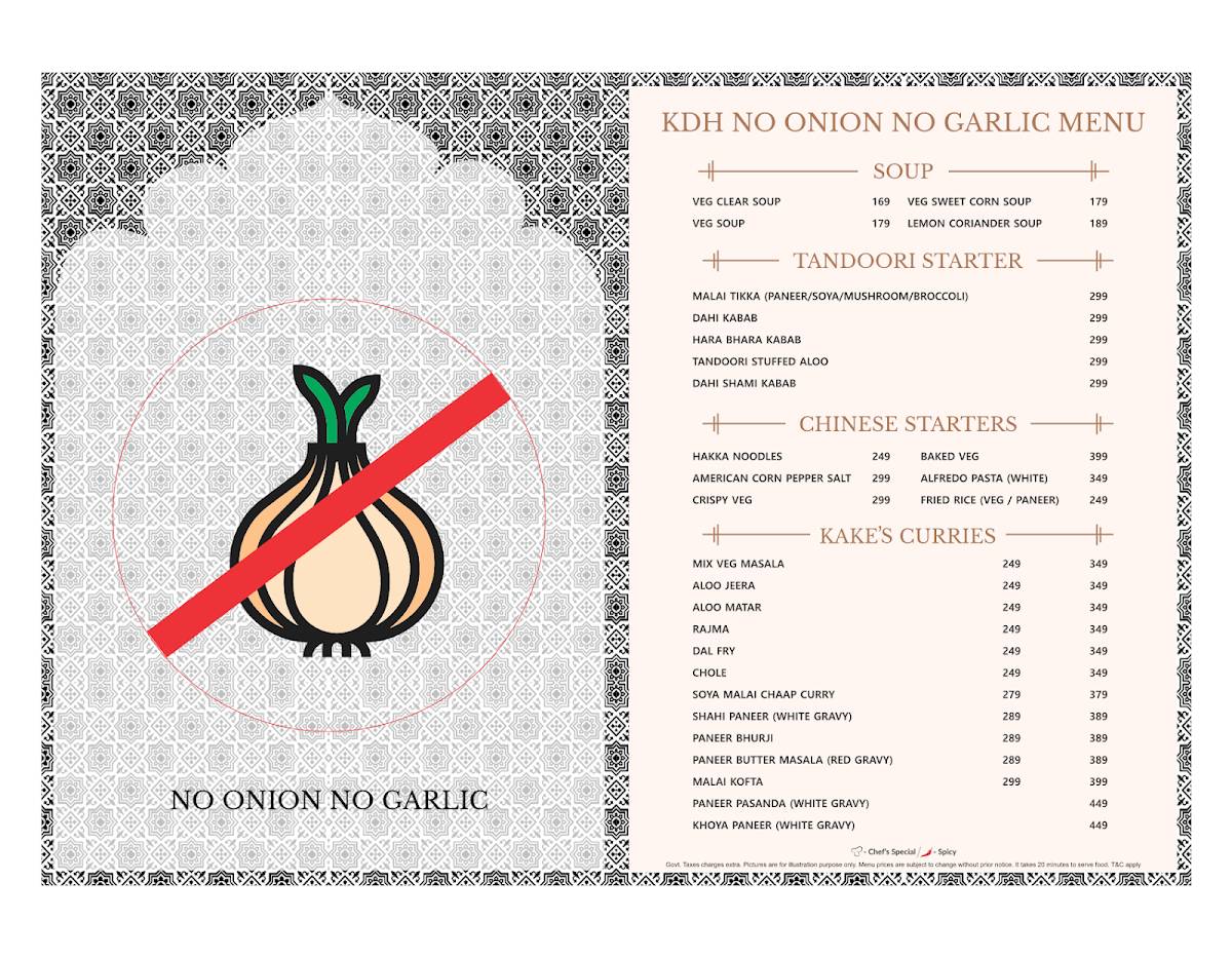 Kake Di Hatti Lajpat Nagar menu