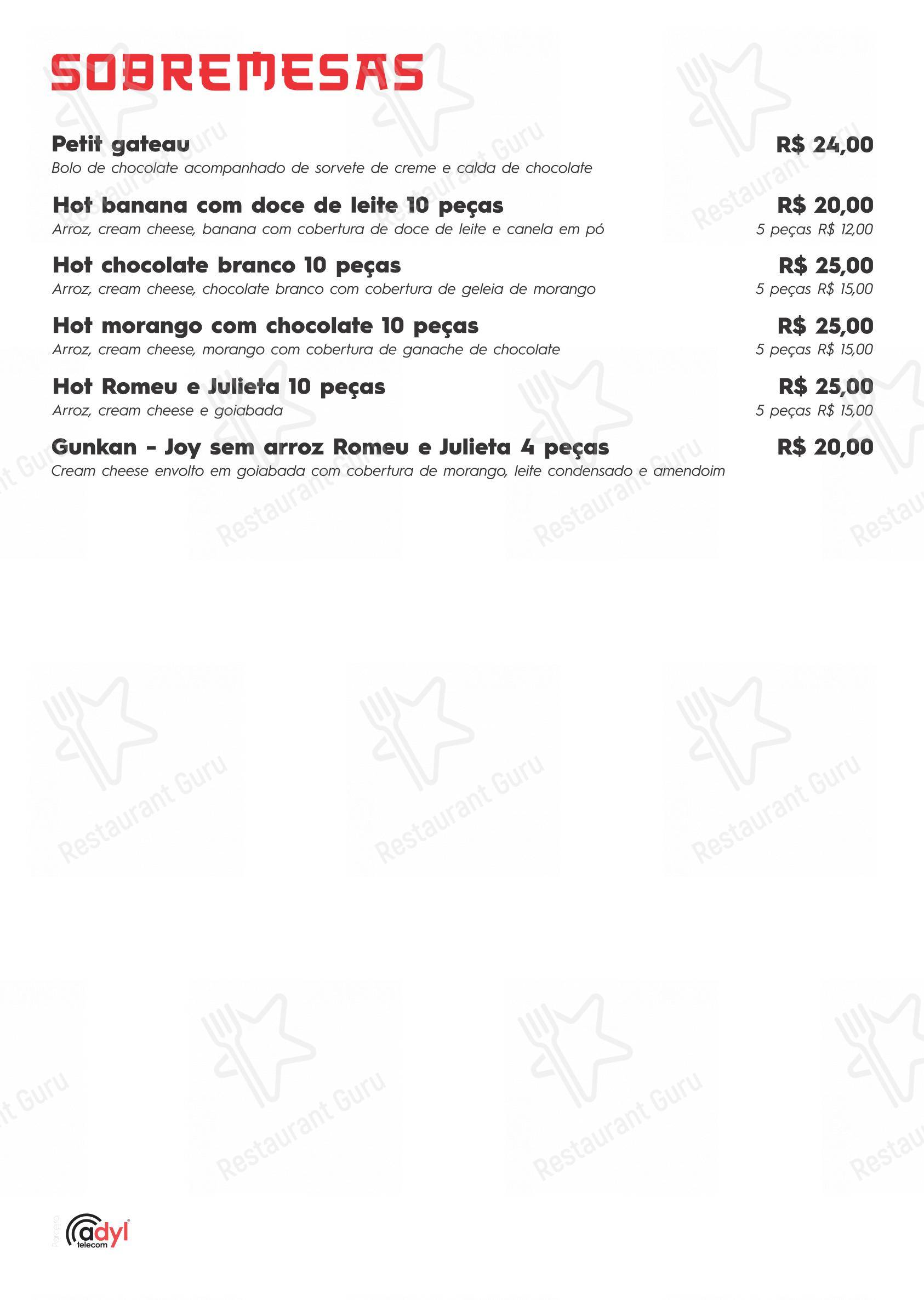 Menu para Kanpai Sushi & Bar em Nova Prata