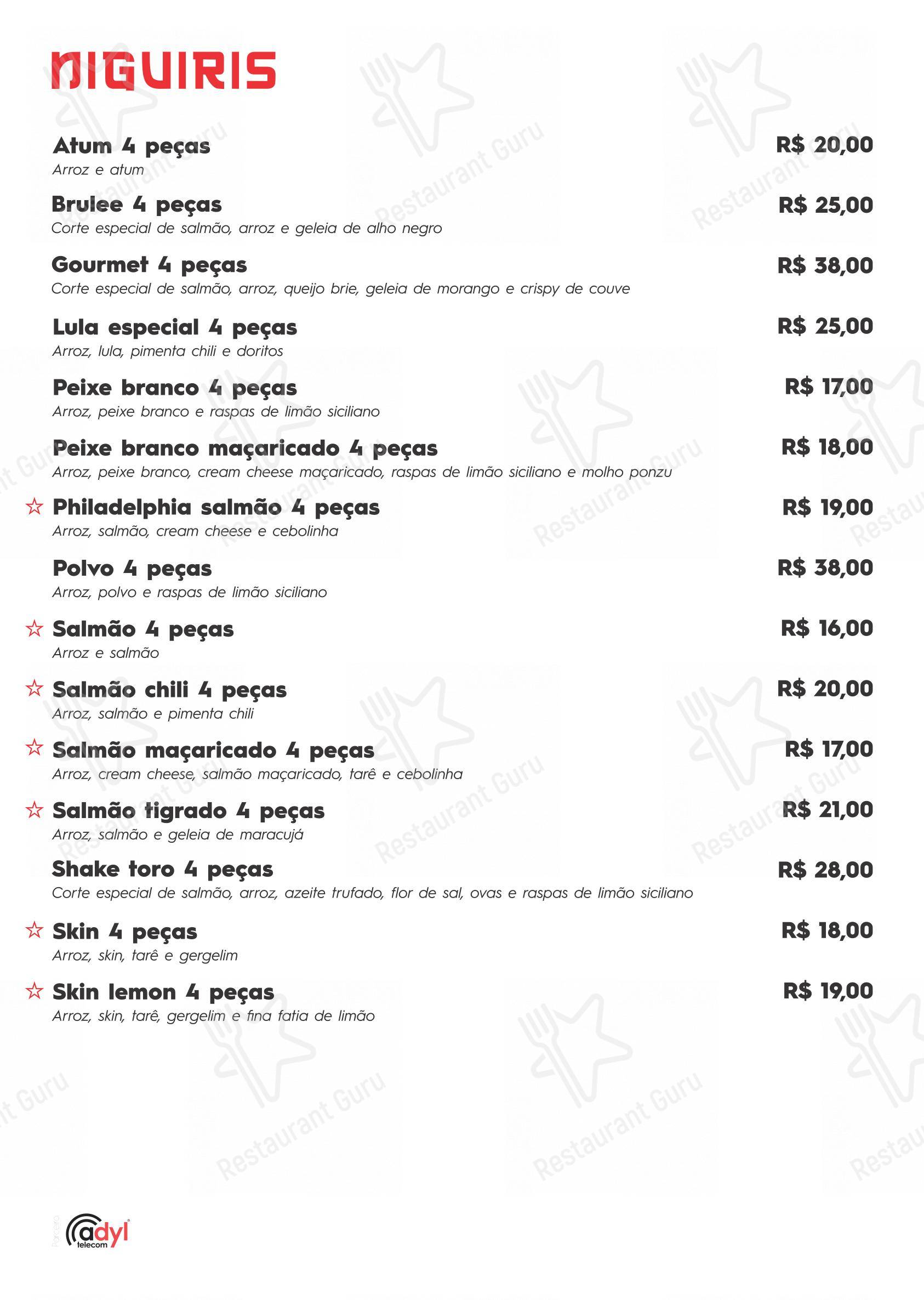 Kanpai Sushi & Bar em Nova Prata - Menu