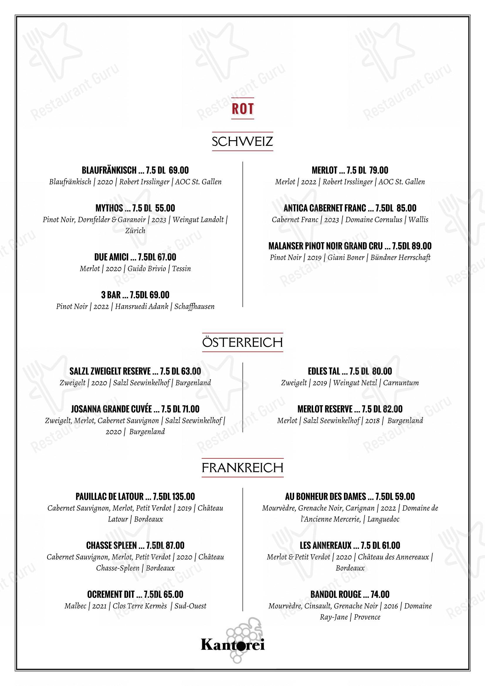 Kantorei in Zurigo - Ночное меню