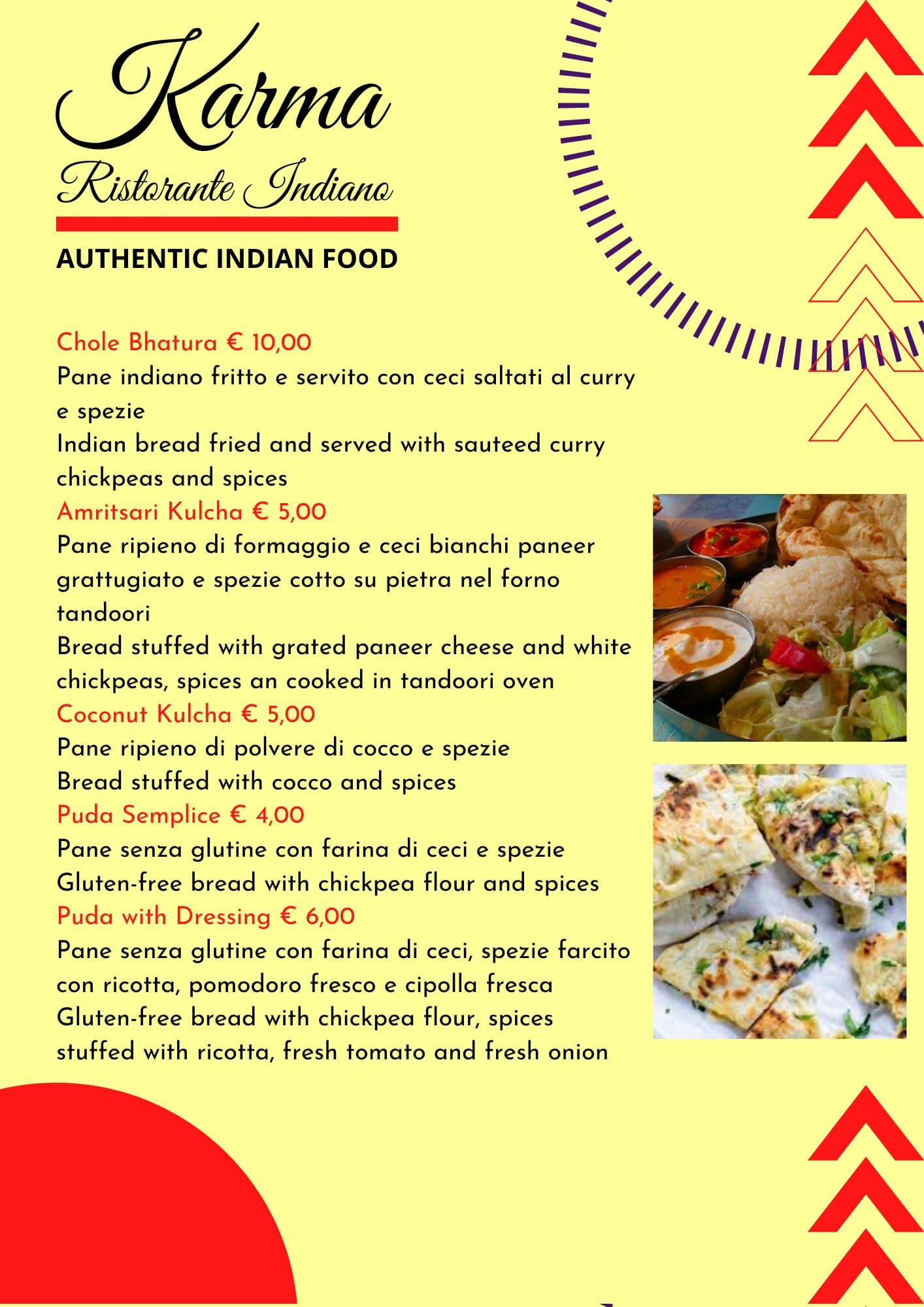 Menu di Karma Ristorante Indiano 