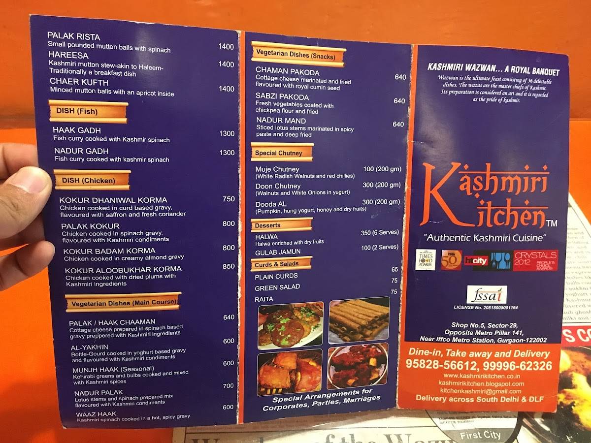 Kashmiri Kitchen menu
