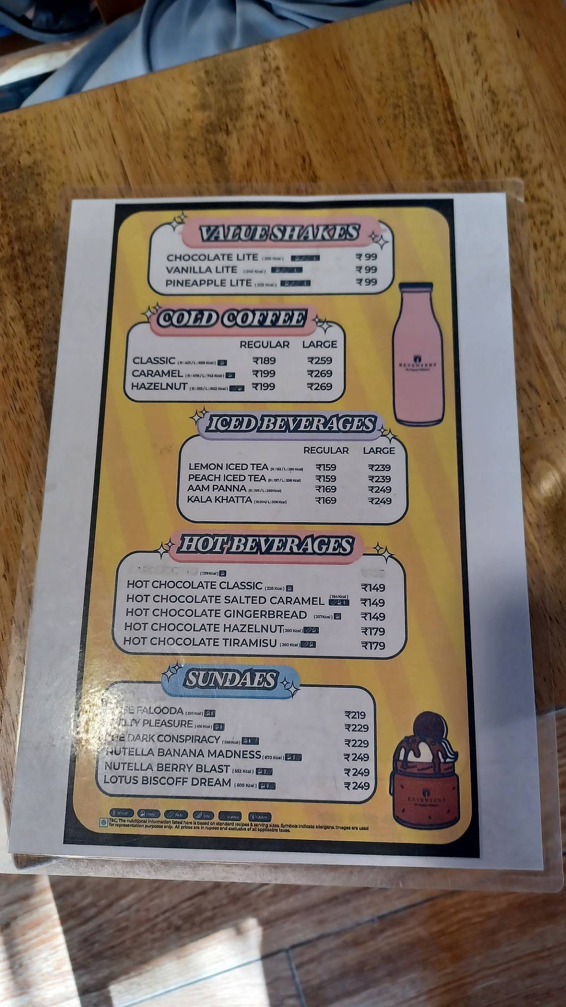 Keventers - Milkshakes & Desserts menu