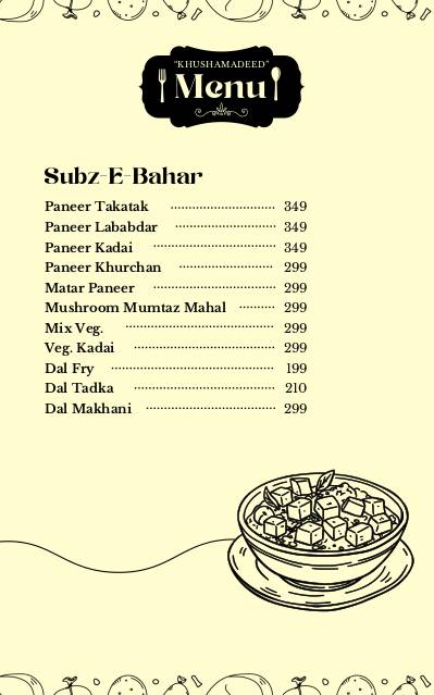 Khushamdeed Restaurant menu