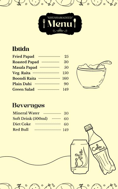 Khushamdeed Restaurant menu