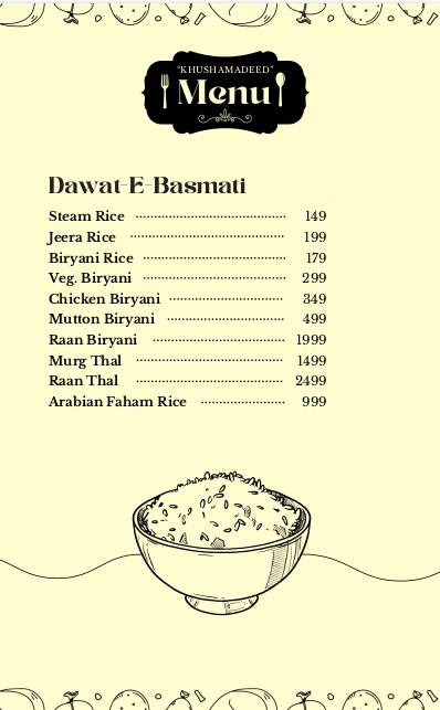 Khushamdeed Restaurant menu