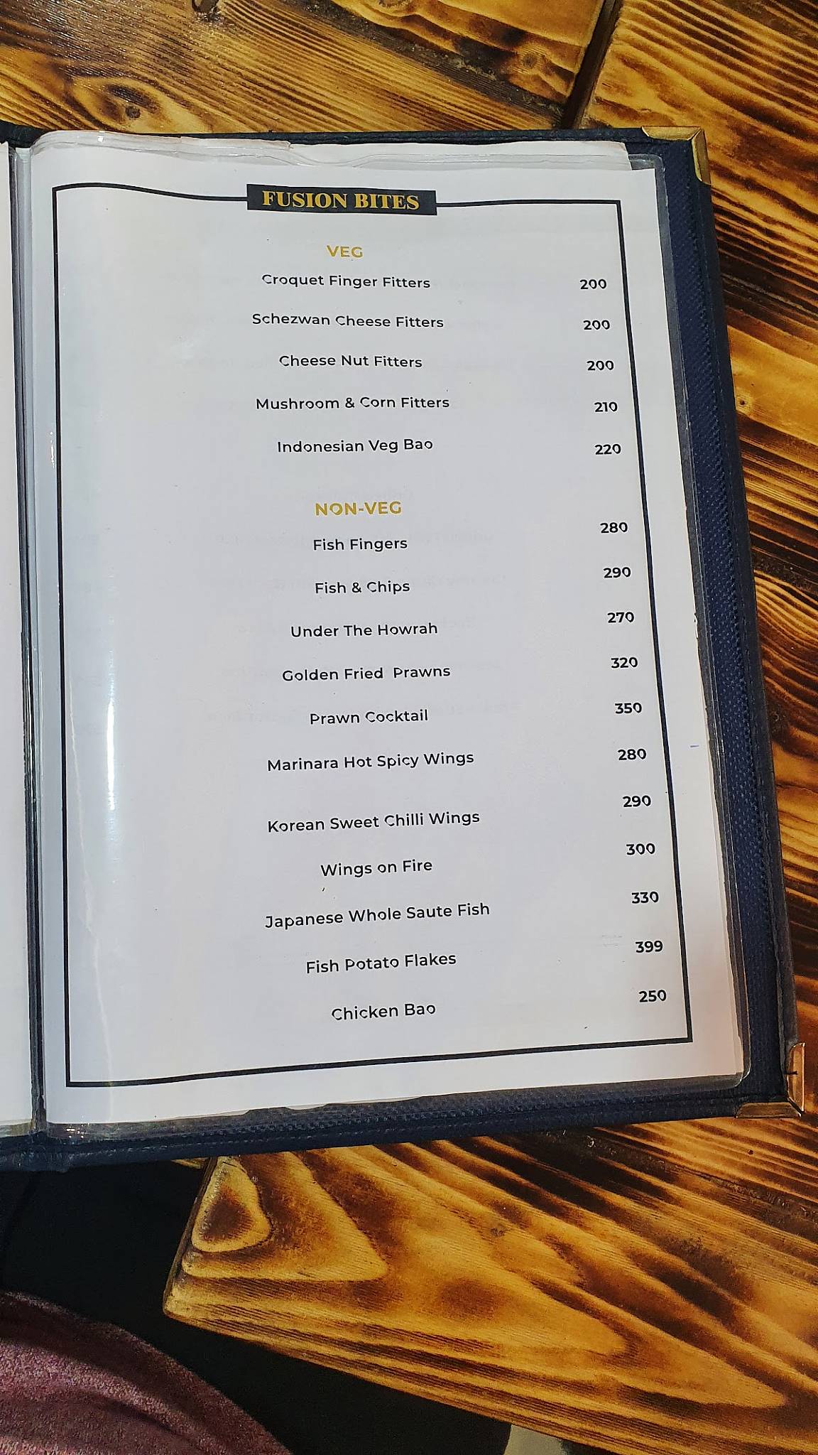 Boards and Brews menu