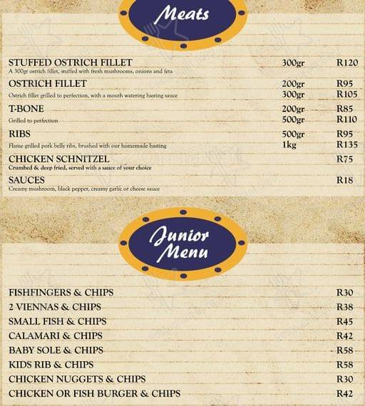 Menu de The Kingfisher Seafood Restaurant