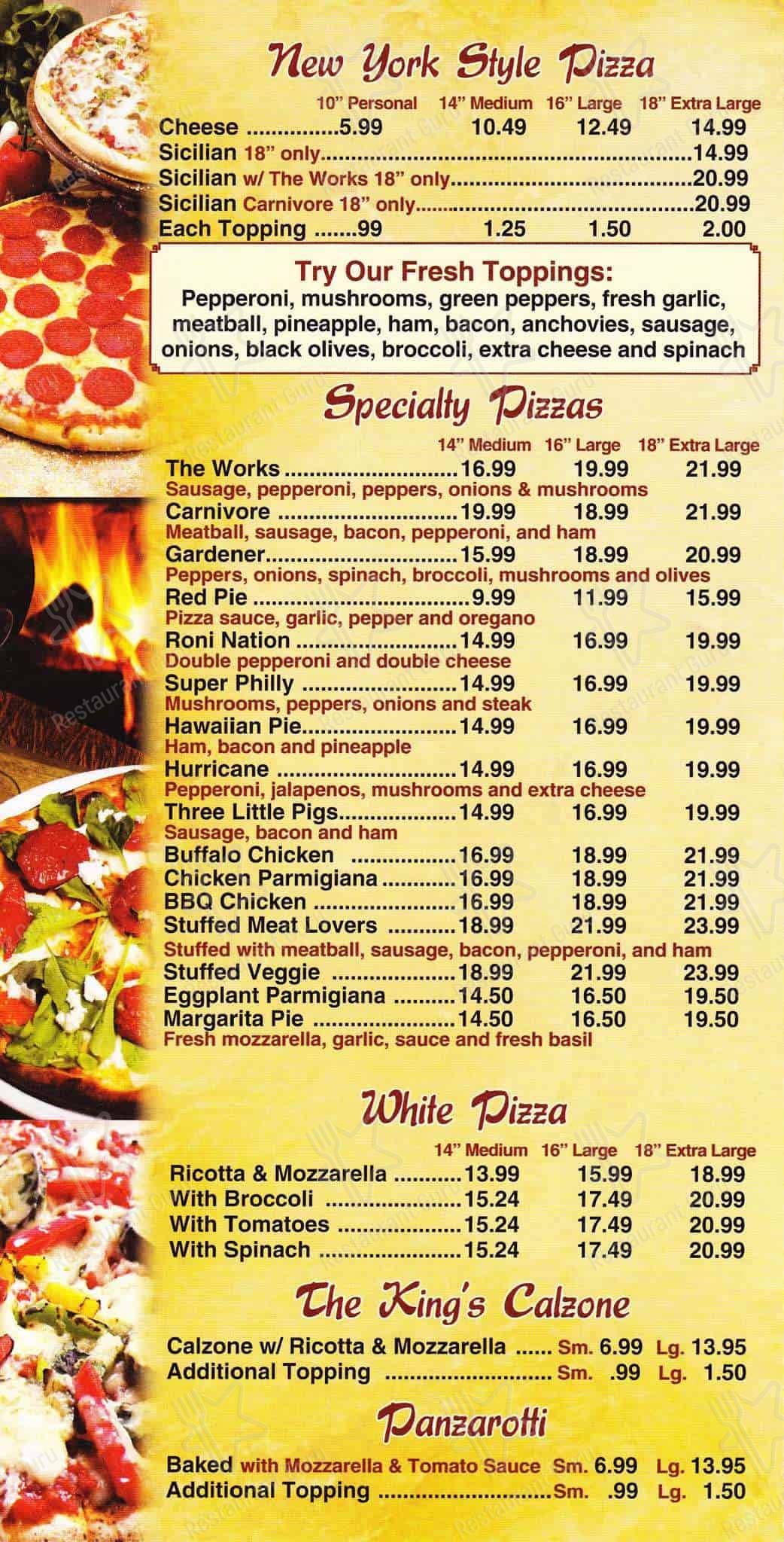 King's Pizza by: Italian Bistro menu