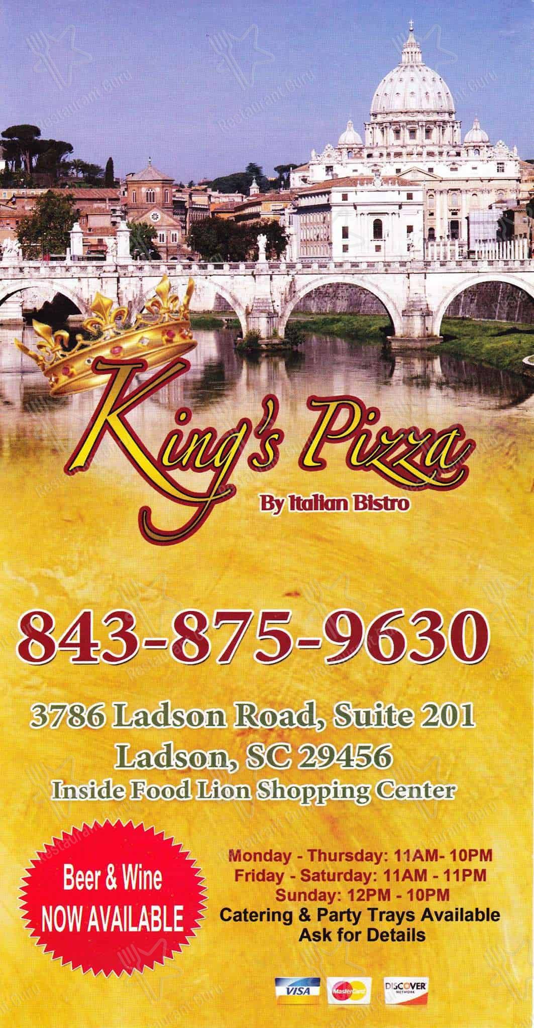 King's Pizza by: Italian Bistro menu