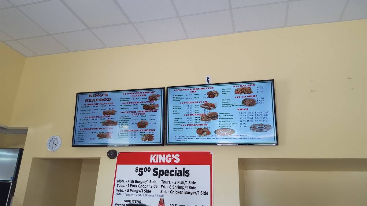 Menu at King’s Seafood New Iberia restaurant, New Iberia
