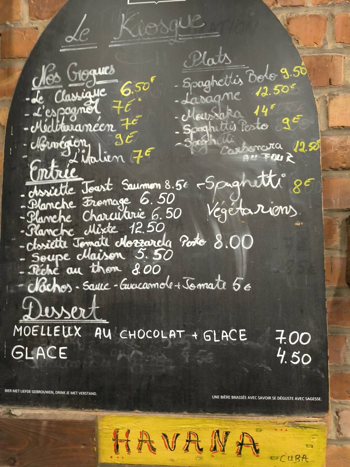 Menu de Kiosque