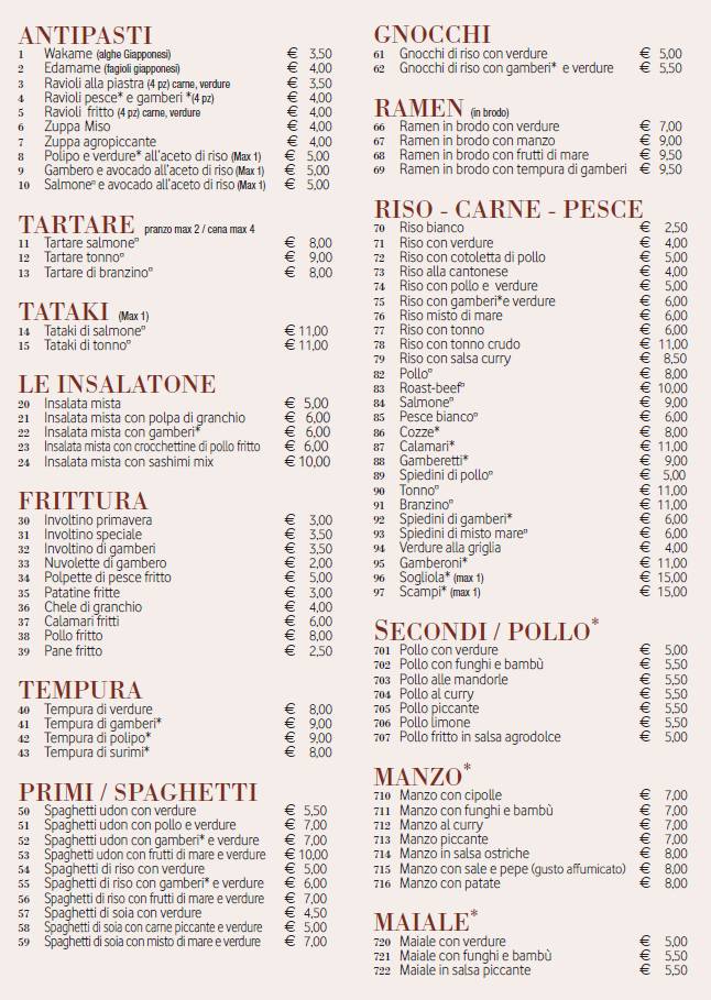 Menu di Kirin 