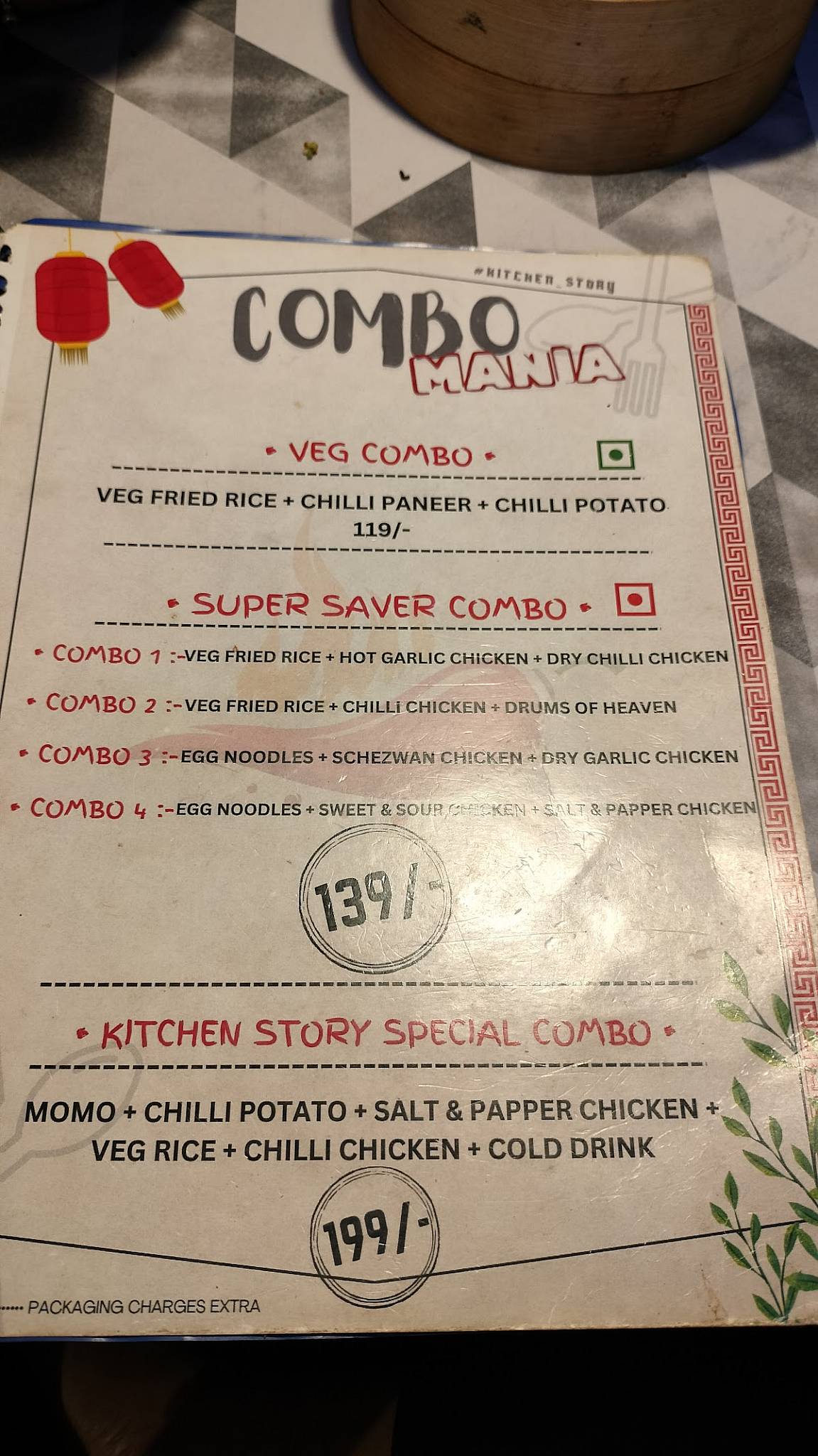 KITCHEN STORY menu