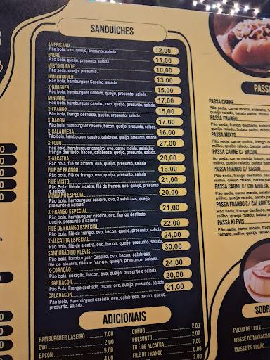 Klevis Burgers cardápio
