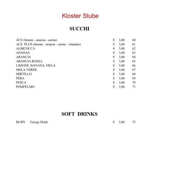 Menu di Kloster Stube 