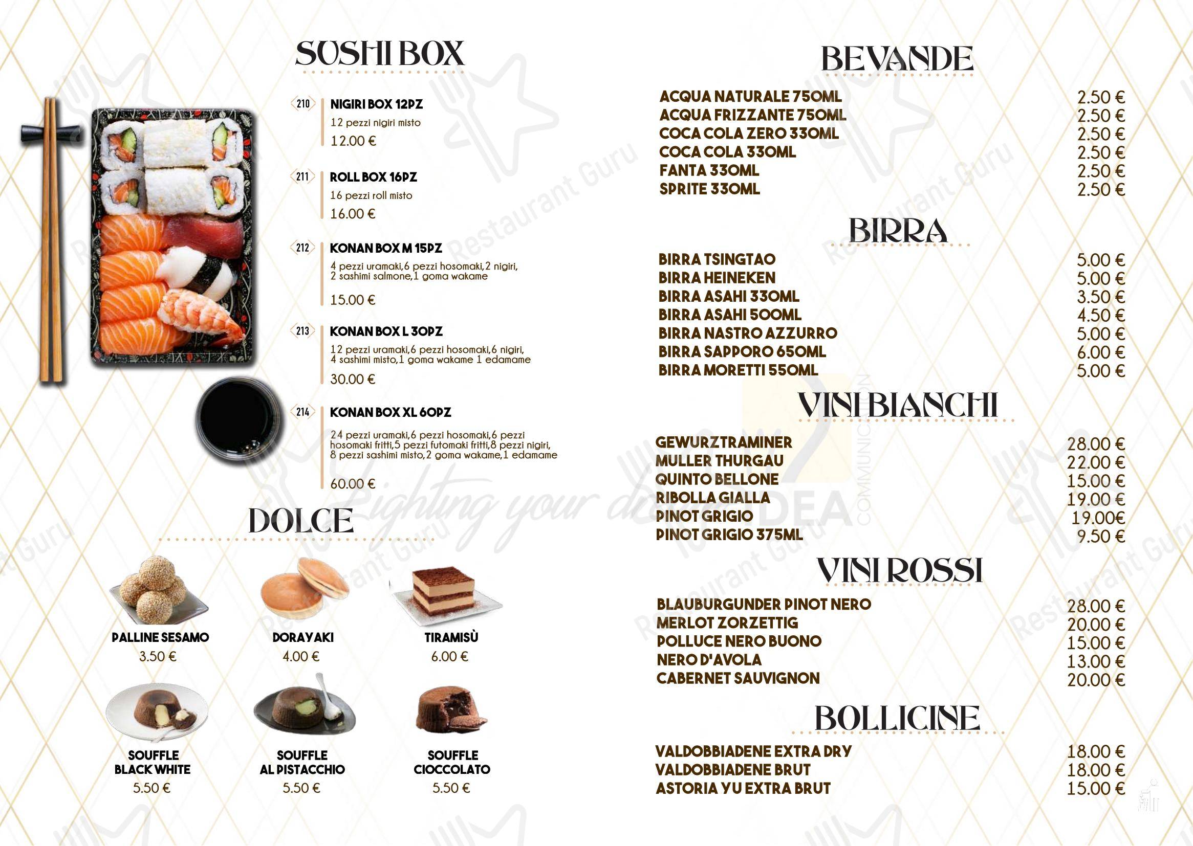 Menu per Konan ristorante
