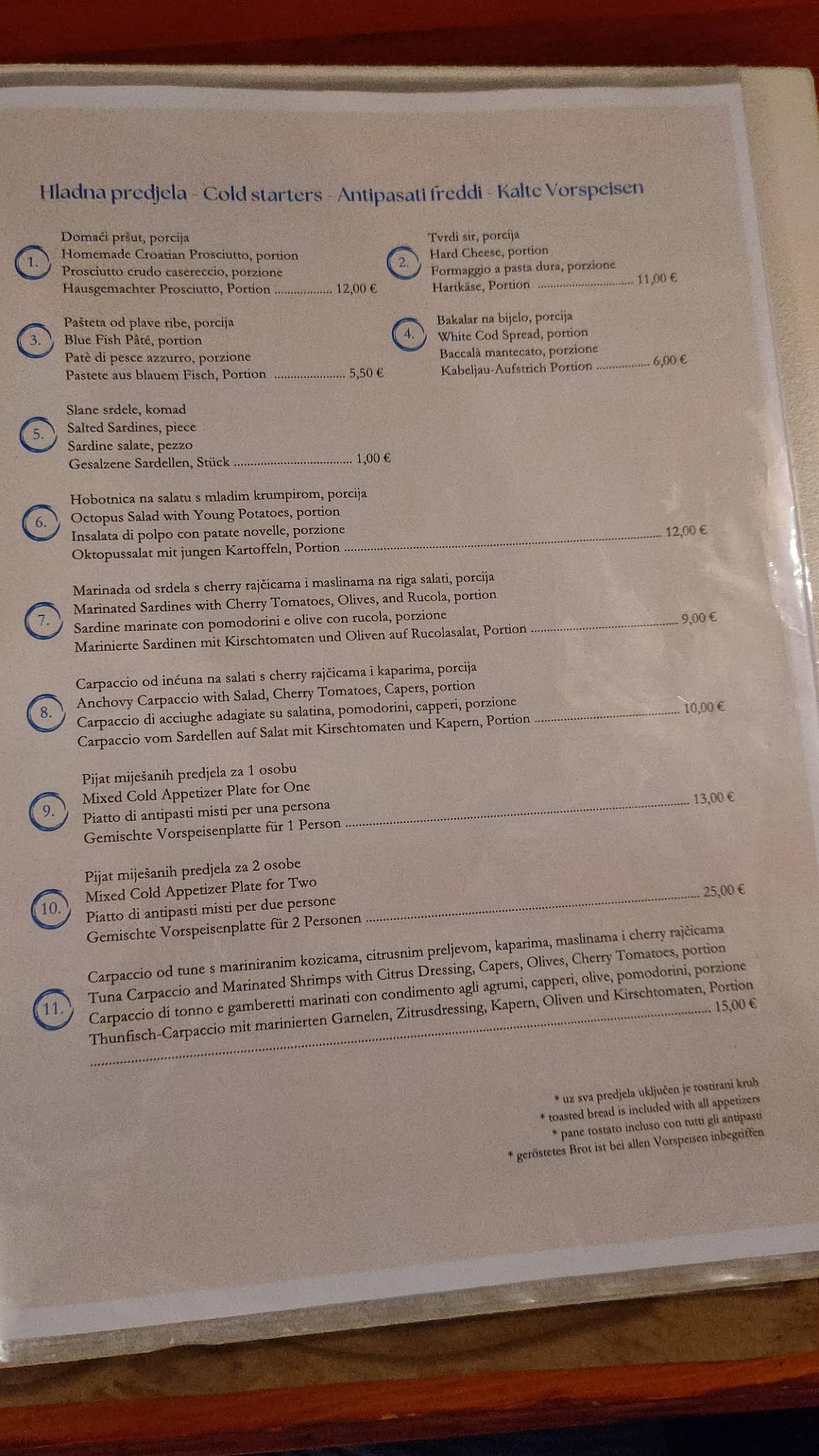 Menu di Konoba Ive 