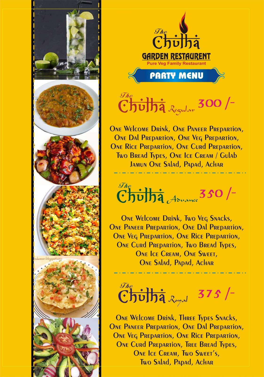 The chulha menu