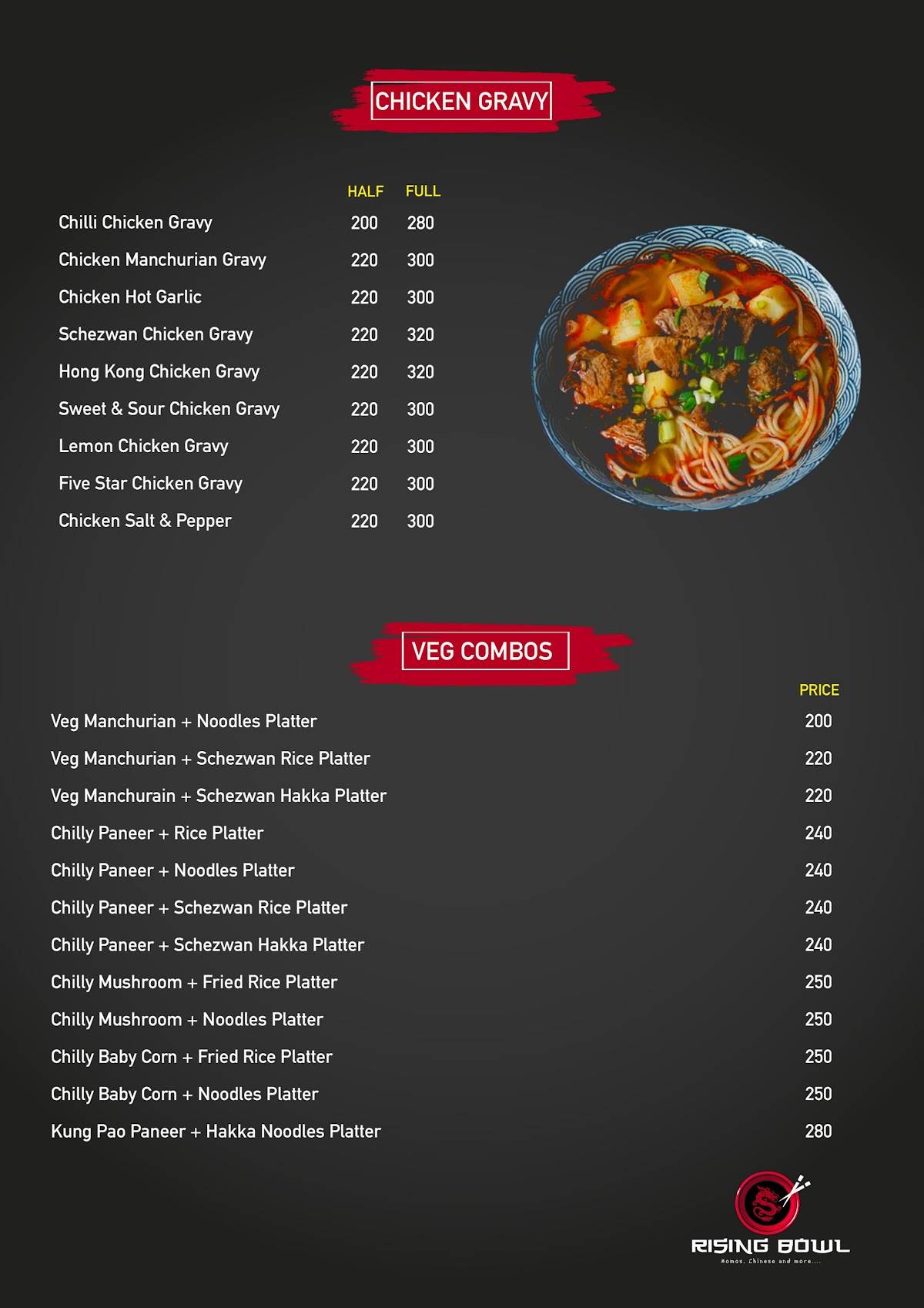 Rising Bowl menu