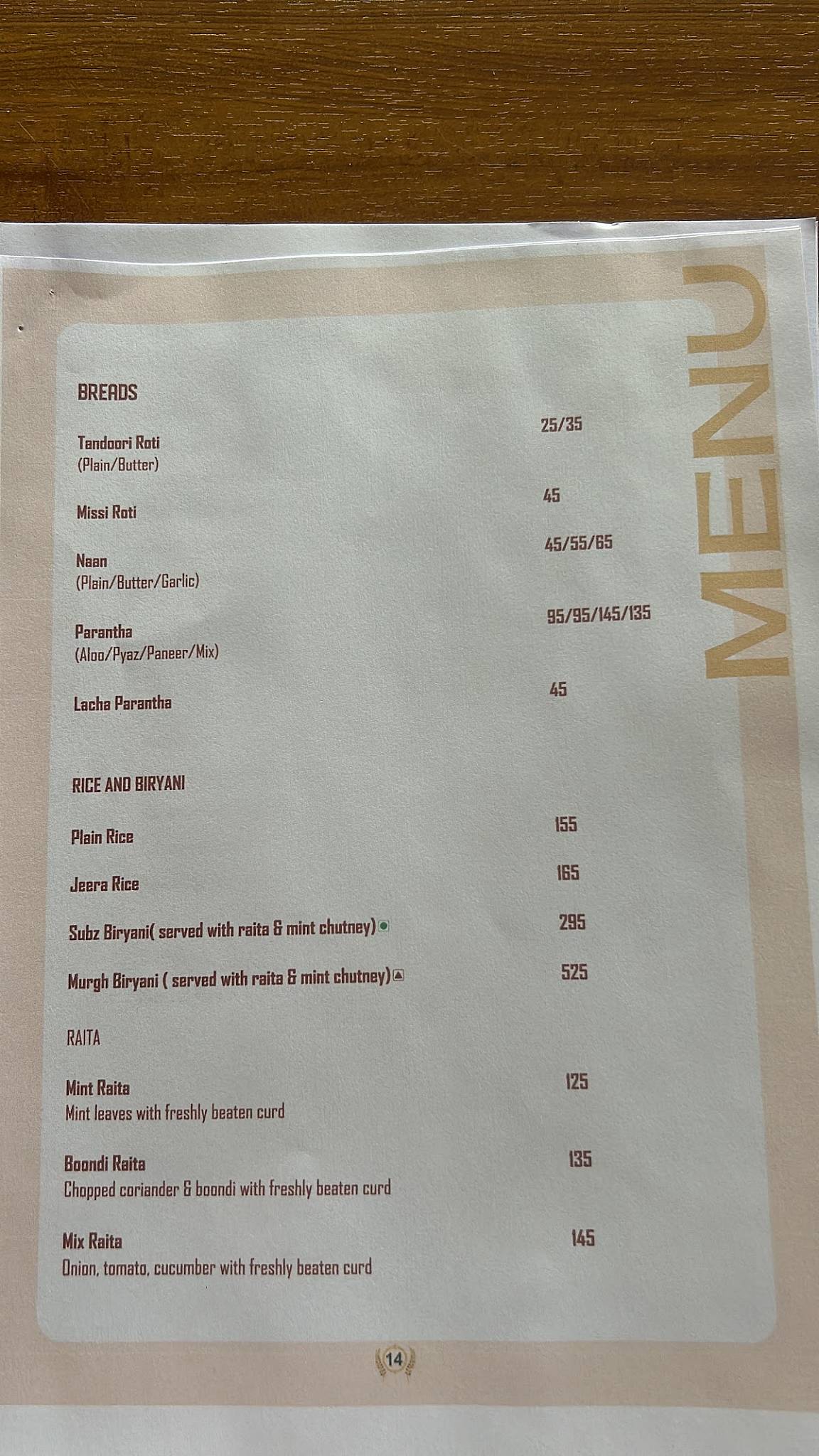 Corbett Cultures menu