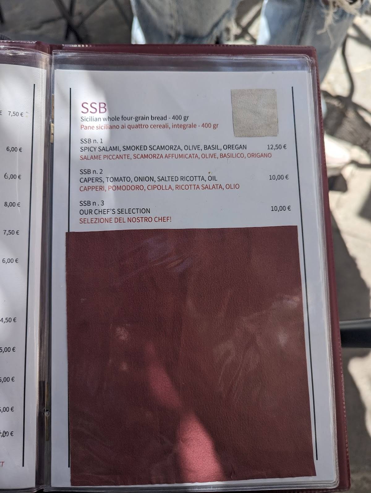 Menu di LA 